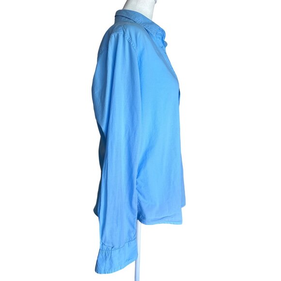 Frank & Eileen Shirt Womens Large Blue Barry Button‎ Up Open Top Blouse Casual - Picture 3 of 8